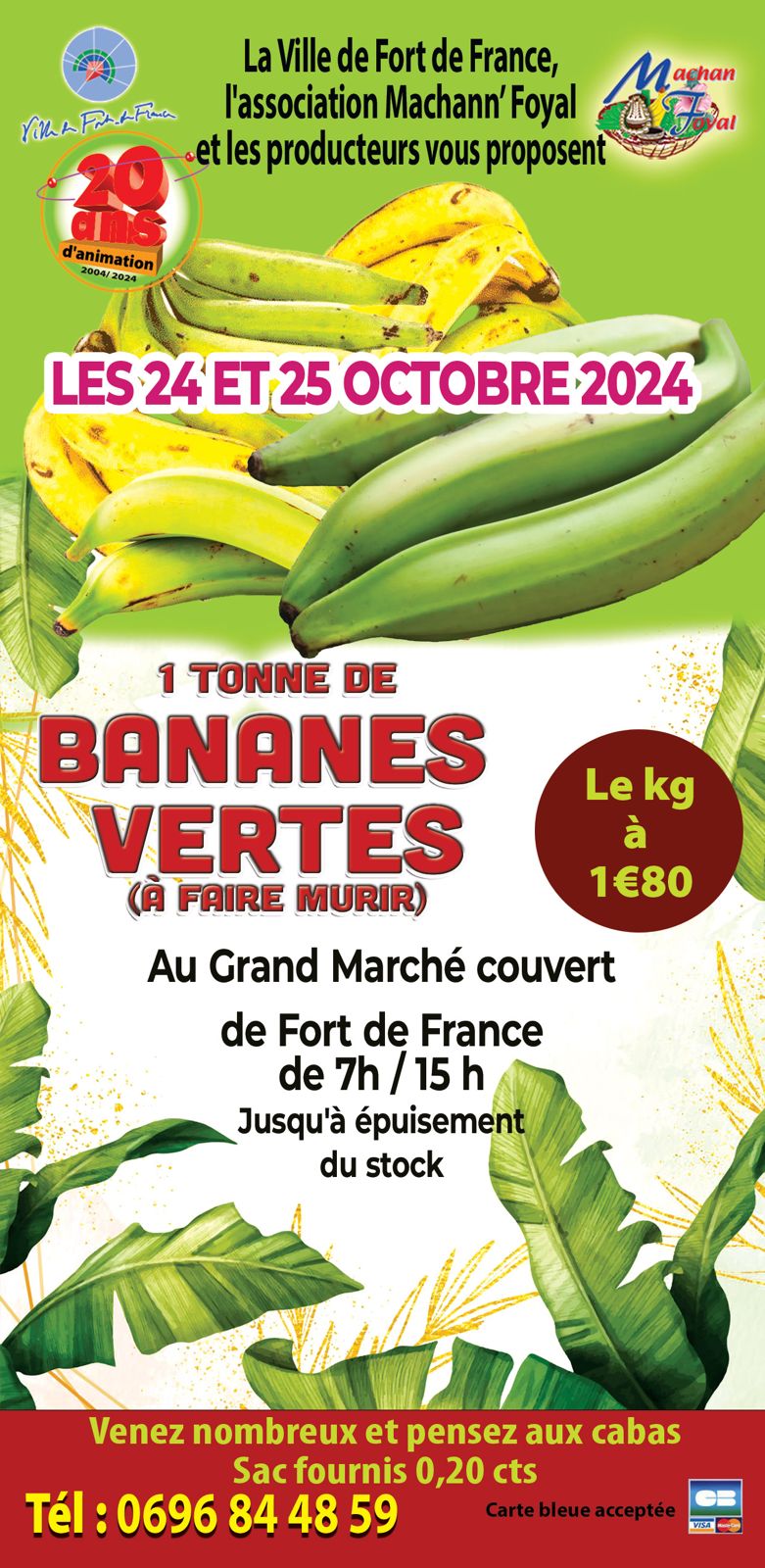 1 tonne de Bananes vertes au Grand Marché couvert